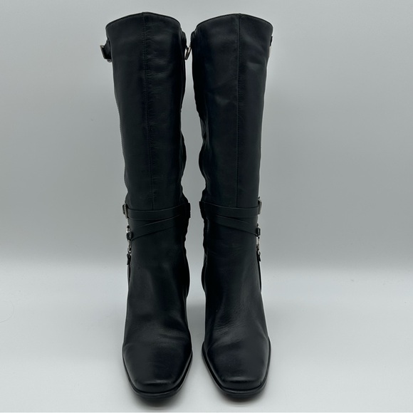 Harley-Davidson Black Leather Heeled Boots with Harness Ring - Picture 2 of 13